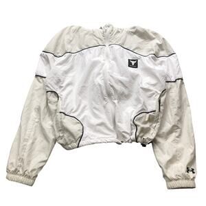 Under Armour x Project Rock Brahma Hoodie Jacket Women's S Full Zip Pocket Tan